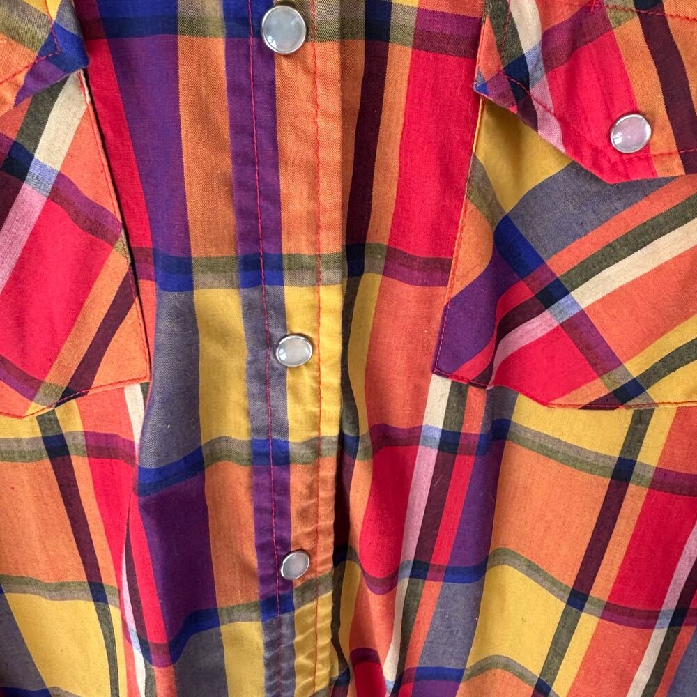 Vintage Westerner Men's XL Colorful Plaid Shirt Pearl Snap Cowboy Rodeo - Picture 4 of 7
